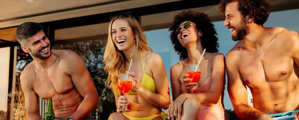 Hanging out with friends around the pool